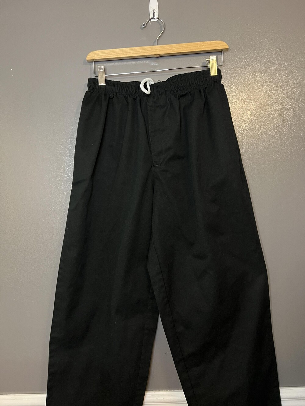 Cintas Pants Mens Medium Black Chino Elastic Waist Drawstring Workwear Pockets